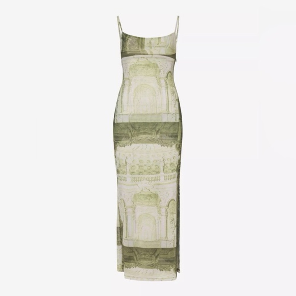 Miaou Thais mesh dress in Emblem print